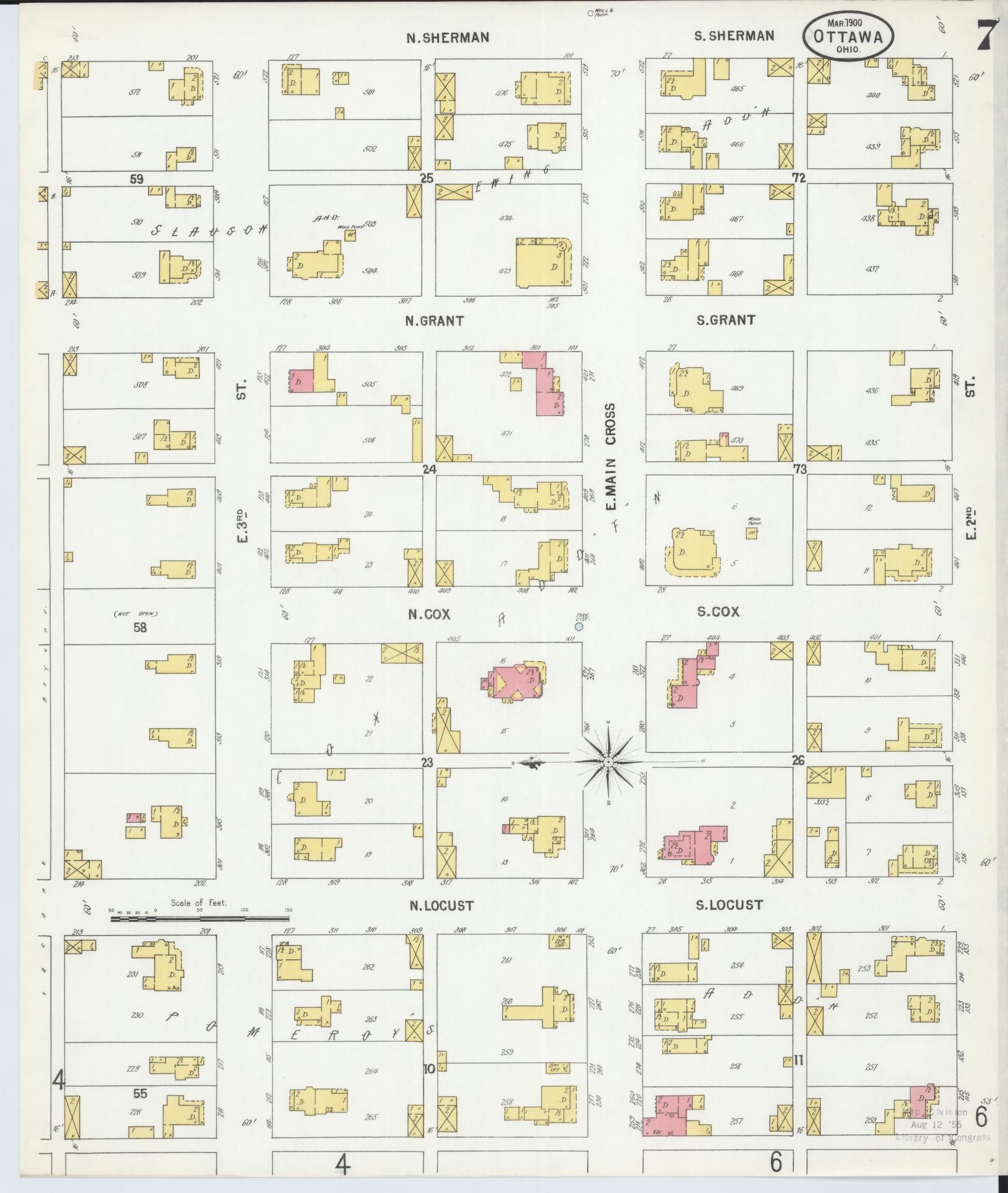 Sanborn Fire Insurance Map from Ottawa, Putnam County, Ohio (1900), Sheet #0007 - Historic Sanborn Fire Insurance Map Print, vintage old map wall art, antique decor, genealogy gift, Ohio Ohio map
