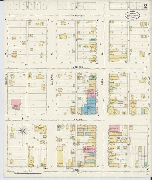 Sanborn Fire Insurance Map from Madison, Lake County, South Dakota (1898), Sheet #0002 - Historic Sanborn Fire Insurance Map Print, vintage old map wall art, antique decor, genealogy gift, South Dakota South Dakota map