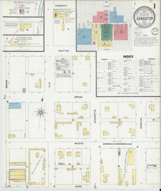 Sanborn Fire Insurance Map from Henrietta, Clay County, Texas (1902), Sheet #0001 - Complete Map Set gallery image, historic Sanborn map, vintage wall art, Texas Texas