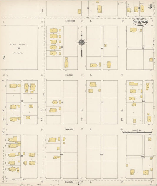 Sanborn Fire Insurance Map from Mount Vernon, Skagit County, Washington (1912), Sheet #0003 - Historic Sanborn Fire Insurance Map Print, vintage old map wall art, antique decor, genealogy gift, Washington Washington map
