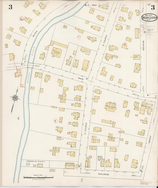 Sanborn Fire Insurance Map from Worcester, Otsego County, New York (1927), Sheet #0003 - Historic Sanborn Fire Insurance Map Print, vintage old map wall art, antique decor, genealogy gift, New York New York map
