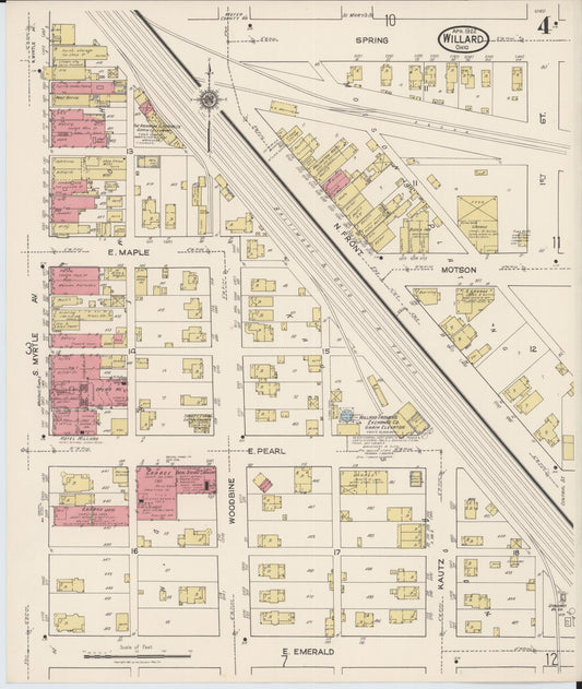 Sanborn Fire Insurance Map from Willard, Huron County, Ohio (1922), Sheet #0004 - Historic Sanborn Fire Insurance Map Print, vintage old map wall art, antique decor, genealogy gift, Ohio Ohio map