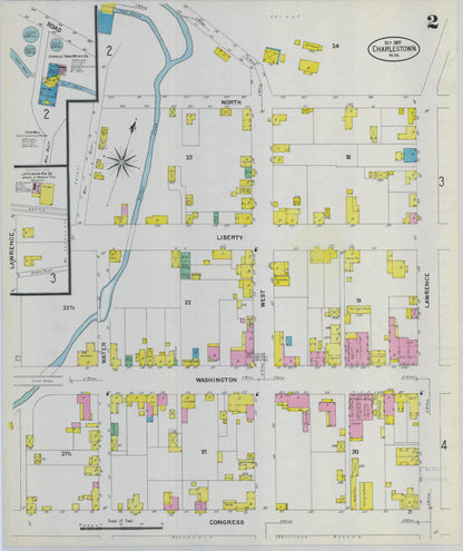 Sanborn Fire Insurance Map from Charles Town, Jefferson County, West Virginia (1907), Sheet #0002 - Complete Map Set gallery image, historic Sanborn map, vintage wall art, West Virginia West Virginia