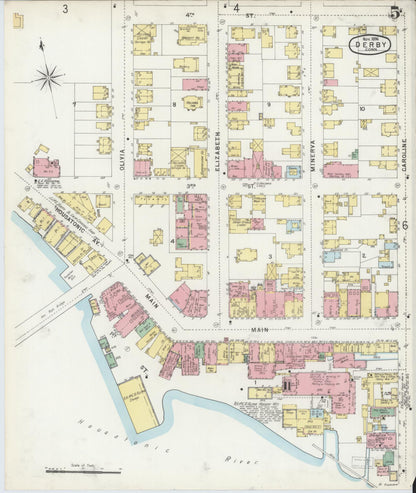 Sanborn Fire Insurance Map from Derby, New Haven County, Connecticut (1896), Sheet #0005 - Complete Map Set gallery image, historic Sanborn map, vintage wall art, Connecticut Connecticut