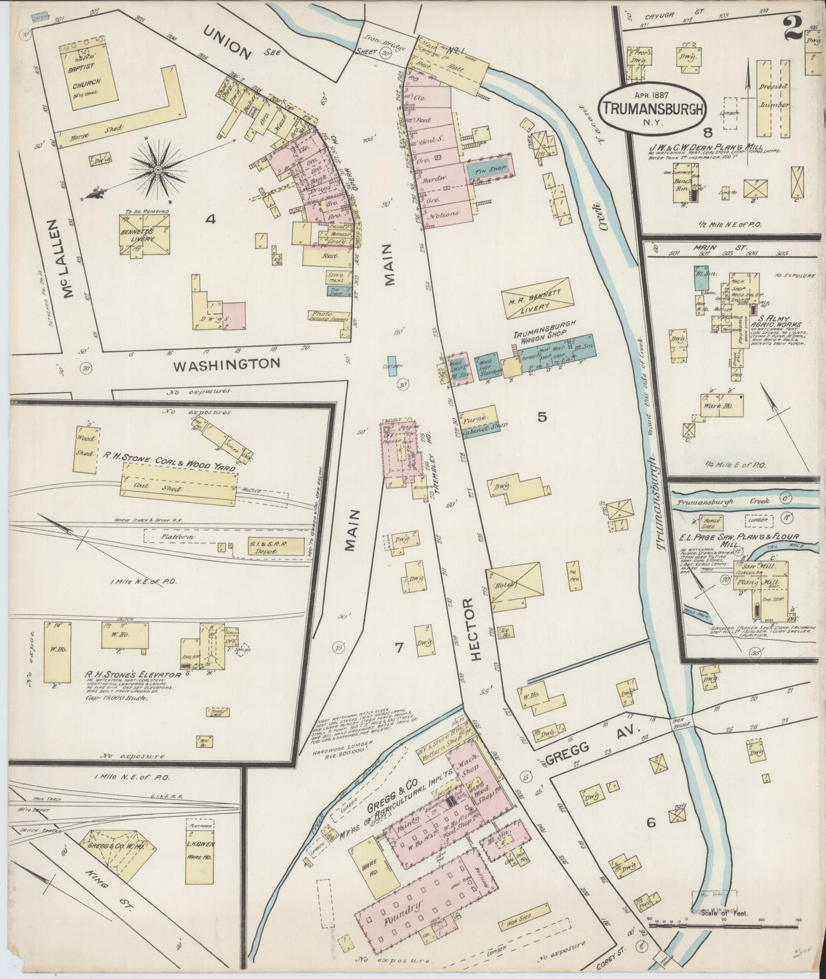 Sanborn Fire Insurance Map from Trumansburg, Tompkins County, New York (1887), Sheet #0002 - Historic Sanborn Fire Insurance Map Print, vintage old map wall art, antique decor, genealogy gift, New York New York map