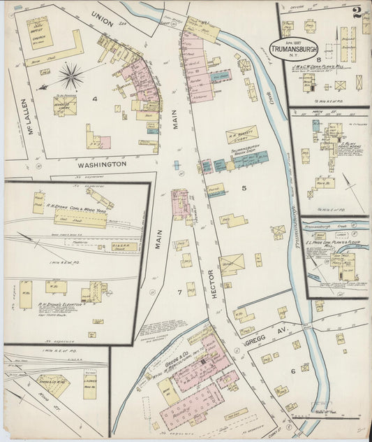 Sanborn Fire Insurance Map from Trumansburg, Tompkins County, New York (1887), Sheet #0002 - Historic Sanborn Fire Insurance Map Print, vintage old map wall art, antique decor, genealogy gift, New York New York map