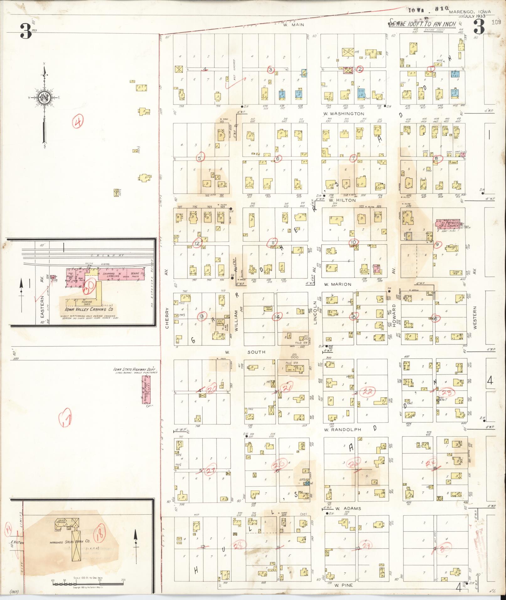 Sanborn Fire Insurance Map from Marengo, Iowa County, Iowa (1942), Sheet #0003 - Historic Sanborn Fire Insurance Map Print