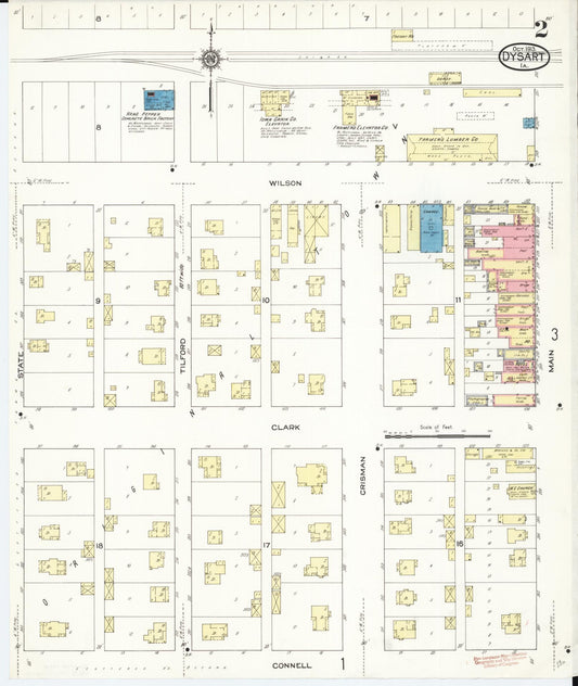 Sanborn Fire Insurance Map from Dysart, Tama County, Iowa (1913), Sheet #0002 - Historic Sanborn Fire Insurance Map Print, vintage old map wall art