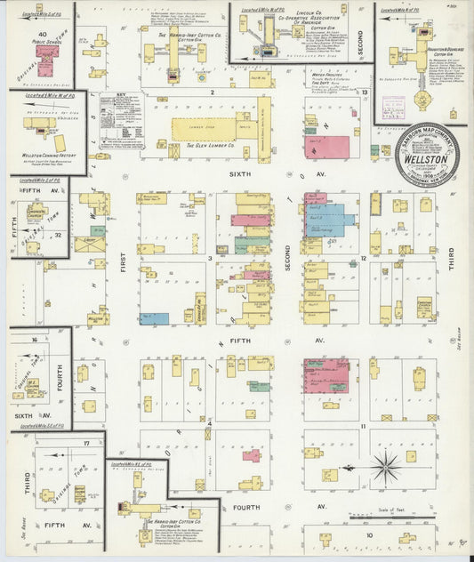 Sanborn Fire Insurance Map from Wellston, Lincoln County, Oklahoma (1908), Sheet #0001 - Historic Sanborn Fire Insurance Map Print, vintage old map wall art, antique decor, genealogy gift, Oklahoma Oklahoma map