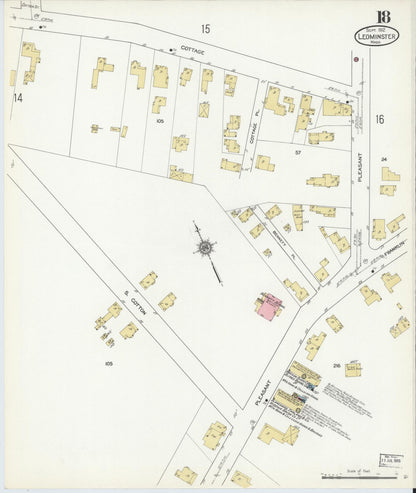 Sanborn Fire Insurance Map from Leominster, Worcester County, Massachusetts (1912), Sheet #0018 - Complete Map Set gallery image, historic Sanborn map, vintage wall art, Massachusetts Massachusetts