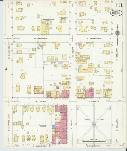 Sanborn Fire Insurance Map from Medina, Medina County, Ohio (1911), Sheet #0003 - Historic Sanborn Fire Insurance Map Print, vintage old map wall art, antique decor, genealogy gift, Ohio Ohio map