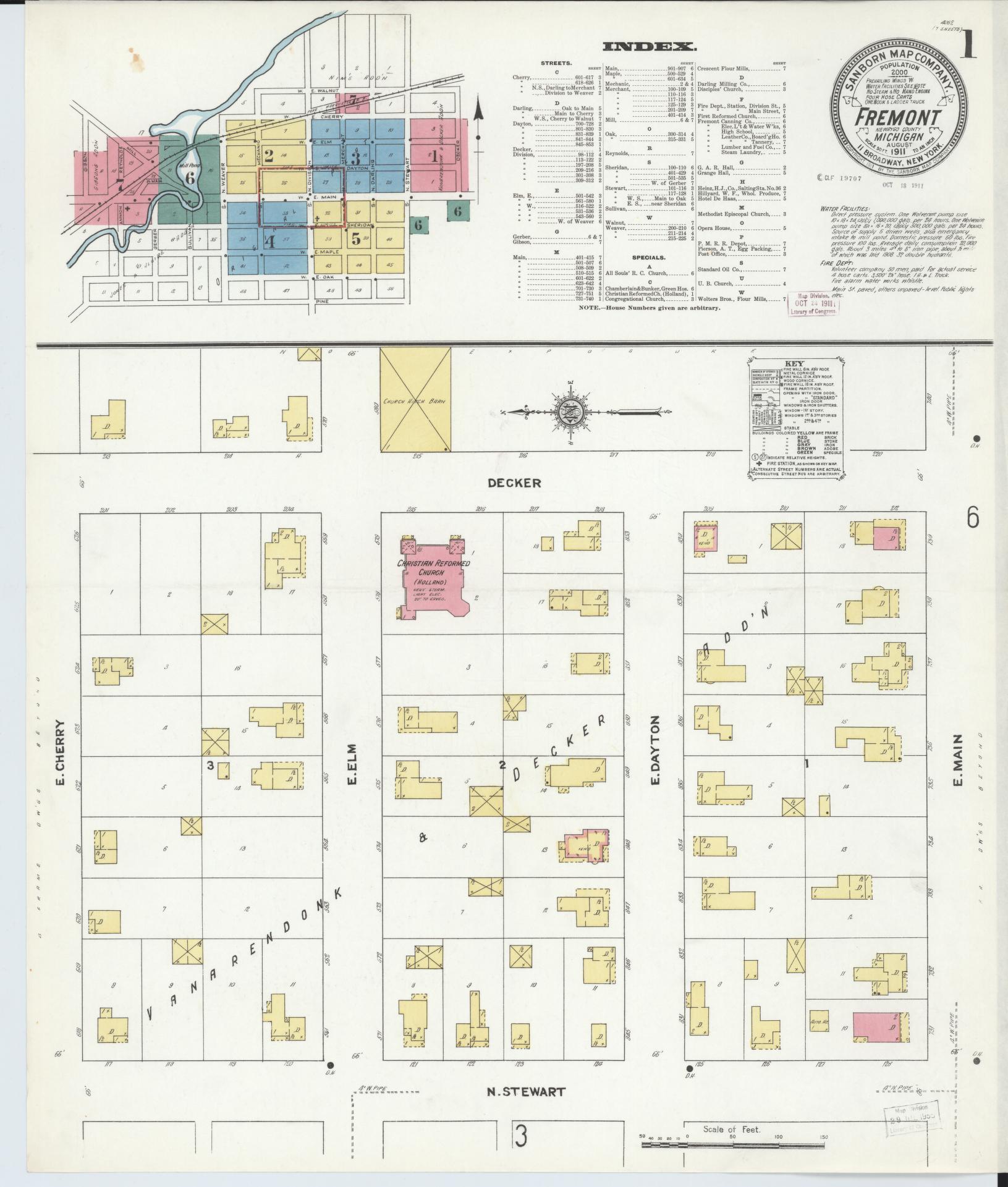 Sanborn Fire Insurance Map from Fremont, Newaygo County, Michigan. (1911) – Historic Sanborn Fire Insurance Map Print