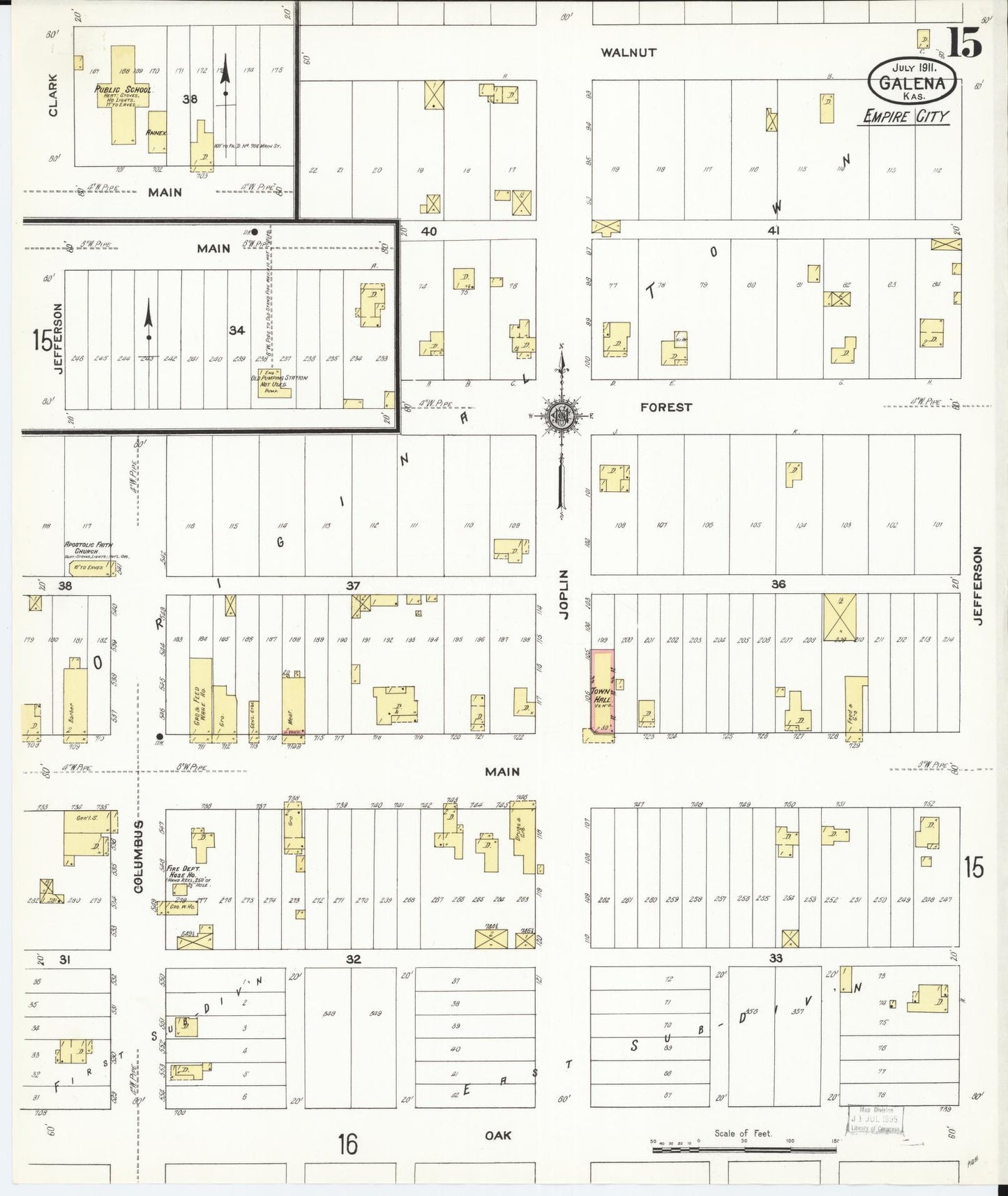 Sanborn Fire Insurance Map from Galena, Cherokee County, Kansas (1911), Sheet #0015 - Complete Map Set gallery image, historic Sanborn map, vintage wall art, Kansas Kansas