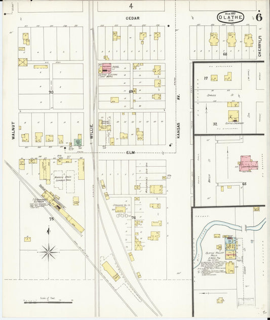 Sanborn Fire Insurance Map from Olathe, Johnson County, Kansas (1897), Sheet #0006 - Historic Sanborn Fire Insurance Map Print, vintage old map wall art, antique decor, genealogy gift, Kansas Kansas map