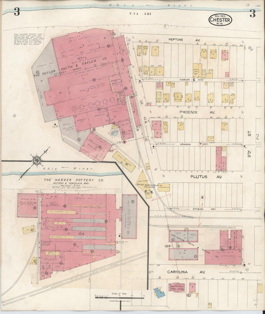 Sanborn Fire Insurance Map from Chester, Hancock County, West Virginia (1942), Sheet #0003 - Historic Sanborn Fire Insurance Map Print, vintage old map wall art, antique decor, genealogy gift, West Virginia West Virginia map