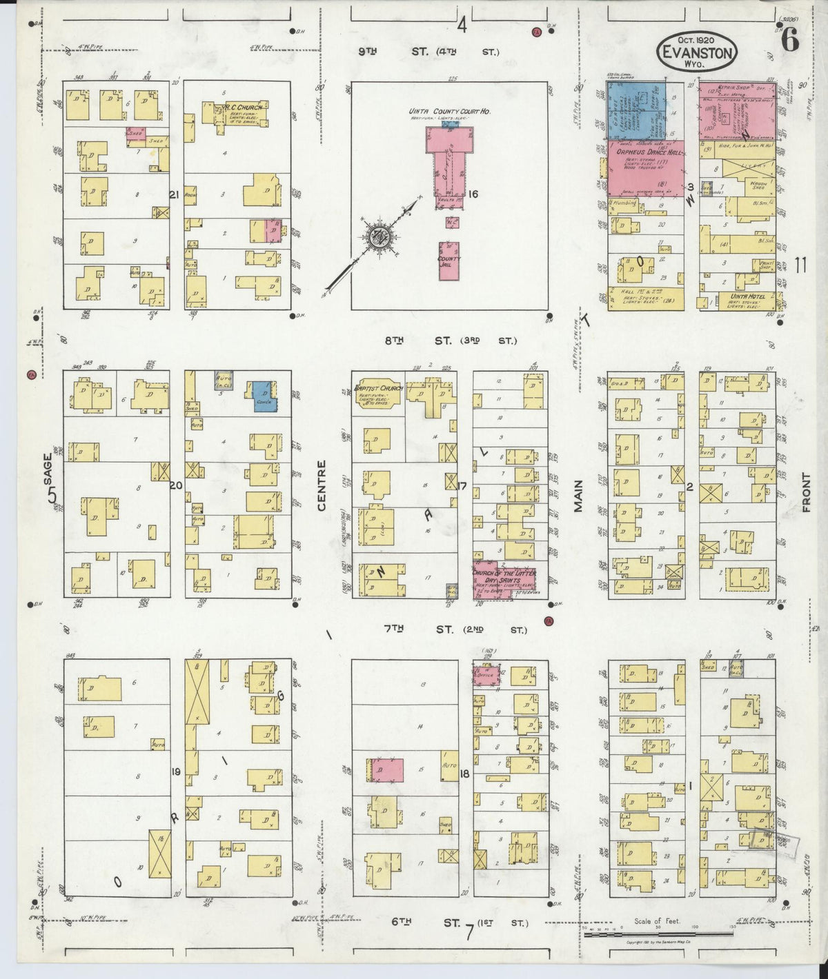 Sanborn Fire Insurance Map from Evanston, Uinta County, Wyoming (1920), Sheet #0006 - Complete Map Set gallery image, historic Sanborn map, vintage wall art, Wyoming Wyoming
