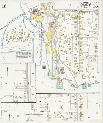 Sanborn Fire Insurance Map from Panama City, Bay County, Florida (1927), Sheet #0018 - Historic Sanborn Fire Insurance Map Print, vintage old map wall art, antique decor, genealogy gift, Florida Florida map