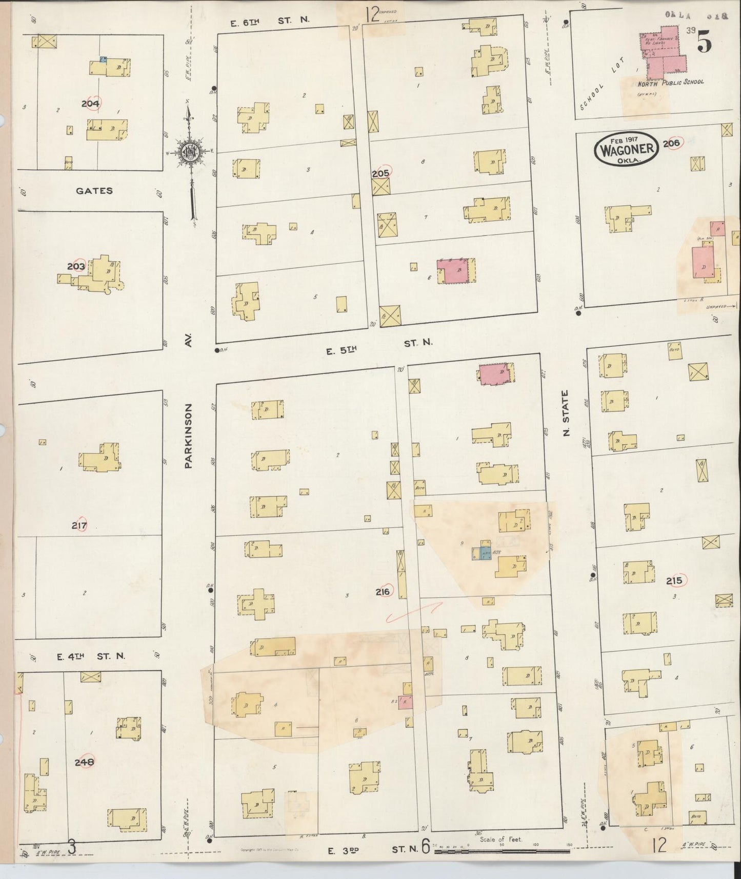 Sanborn Fire Insurance Map from Wagoner, Wagoner County, Oklahoma (1932), Sheet #0005 - Complete Map Set gallery image, historic Sanborn map, vintage wall art, Oklahoma Oklahoma
