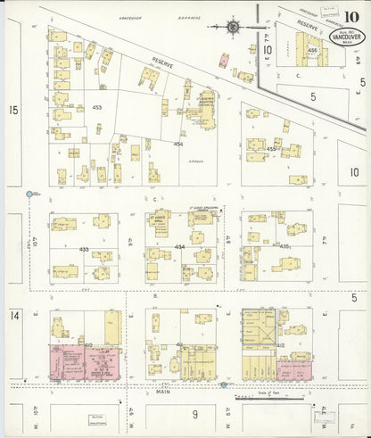 Sanborn Fire Insurance Map from Vancouver, Clark County, Washington (1911), Sheet #0010 - Complete Map Set gallery image, historic Sanborn map, vintage wall art, Washington Washington