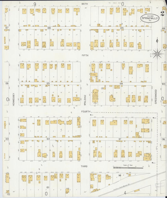 Sanborn Fire Insurance Map from Spring Valley, Bureau County, Illinois (1906), Sheet #0002 - Historic Sanborn Fire Insurance Map Print, vintage old map wall art, antique decor, genealogy gift, Illinois Illinois map