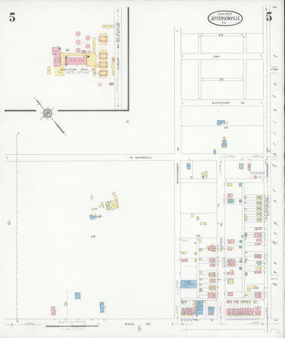 Sanborn Fire Insurance Map from Jeffersonville, Montgomery County, Pennsylvania (1928), Sheet #0005 - Complete Map Set gallery image, historic Sanborn map, vintage wall art, Pennsylvania Pennsylvania