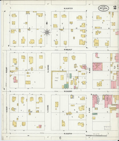 Sanborn Fire Insurance Map from Nevada, Vernon County, Missouri (1900), Sheet #0002 - Historic Sanborn Fire Insurance Map Print, vintage old map wall art, antique decor, genealogy gift, Missouri Missouri map