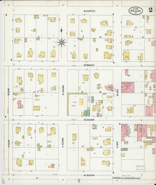 Sanborn Fire Insurance Map from Nevada, Vernon County, Missouri (1900), Sheet #0002 - Historic Sanborn Fire Insurance Map Print, vintage old map wall art, antique decor, genealogy gift, Missouri Missouri map