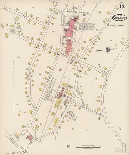 Sanborn Fire Insurance Map from Carrollton, Carroll County, Georgia (1922), Sheet #0013 - Complete Map Set gallery image, historic Sanborn map, vintage wall art, Georgia Georgia