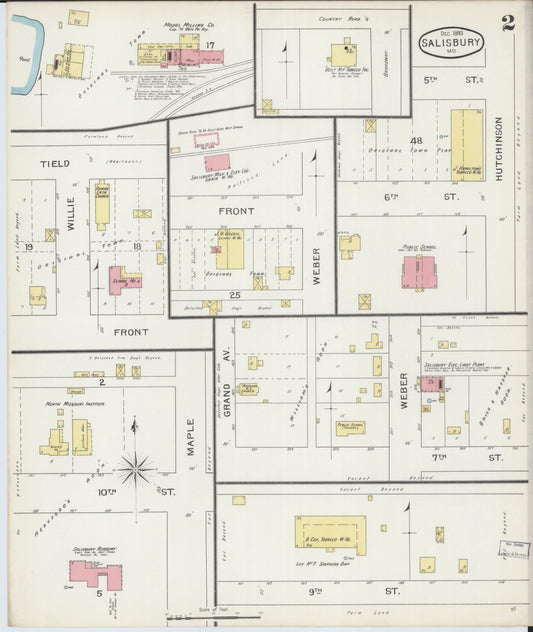 Sanborn Fire Insurance Map from Salisbury, Chariton County, Missouri (1893), Sheet #0002 - Historic Sanborn Fire Insurance Map Print, vintage old map wall art, antique decor, genealogy gift, Missouri Missouri map
