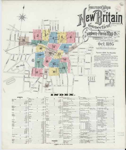 Sanborn Fire Insurance Map from New Britain, Hartford County, Connecticut. (1895) – Historic Sanborn Fire Insurance Map Print