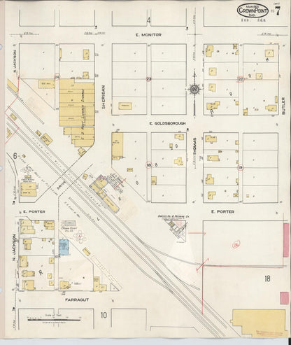 Sanborn Fire Insurance Map from Crown Point, Lake County, Indiana (1948), Sheet #0007 - Historic Sanborn Fire Insurance Map Print, vintage old map wall art, antique decor, genealogy gift, Indiana Indiana map