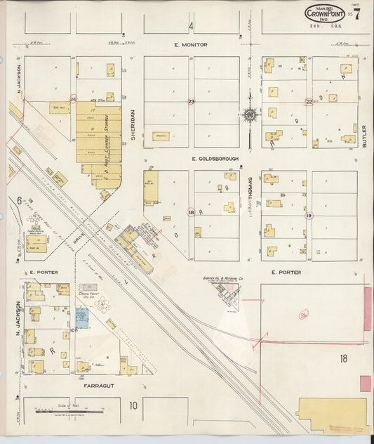 Sanborn Fire Insurance Map from Crown Point, Lake County, Indiana (1948), Sheet #0007 - Historic Sanborn Fire Insurance Map Print, vintage old map wall art, antique decor, genealogy gift, Indiana Indiana map