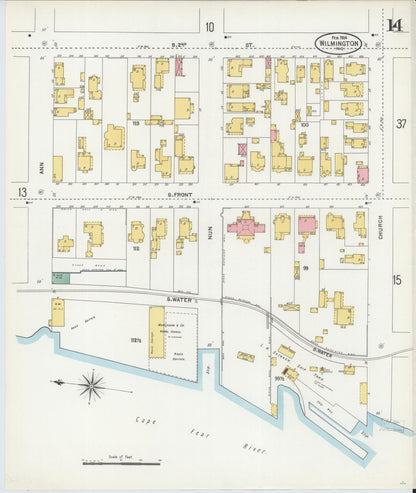 Sanborn Fire Insurance Map from Wilmington, New Hanover County, North Carolina (1904), Sheet #0014 - Complete Map Set gallery image, historic Sanborn map, vintage wall art, North Carolina North Carolina