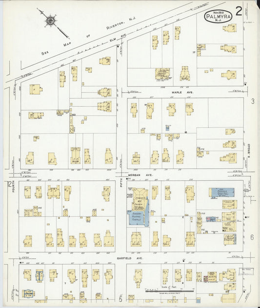 Sanborn Fire Insurance Map from Palmyra, Burlington County, New Jersey (1919), Sheet #0002 - Complete Map Set gallery image, historic Sanborn map, vintage wall art, New Jersey New Jersey