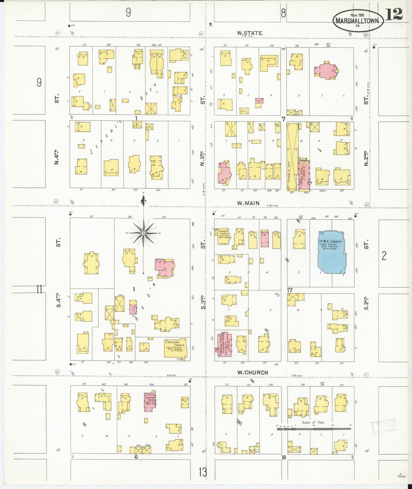 Sanborn Fire Insurance Map from Marshalltown, Marshall County, Iowa (1901), Sheet #0012 - Historic Sanborn Fire Insurance Map Print