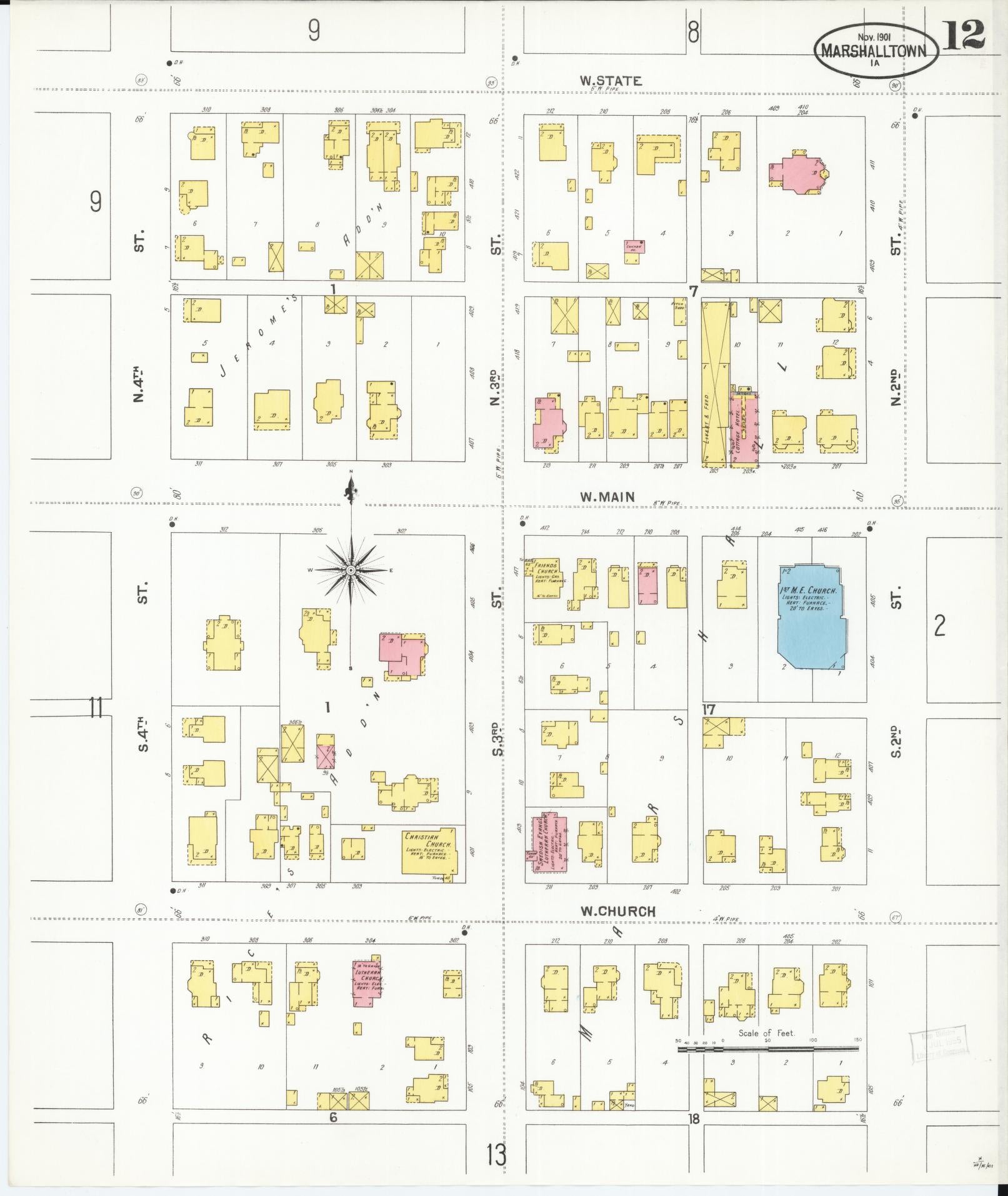 Sanborn Fire Insurance Map from Marshalltown, Marshall County, Iowa (1901), Sheet #0012 - Historic Sanborn Fire Insurance Map Print