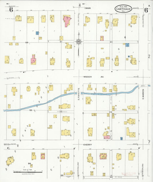 Sanborn Fire Insurance Map from Carthage, Hancock County, Illinois (1926), Sheet #0006 - Historic Sanborn Fire Insurance Map Print, vintage old map wall art, antique decor, genealogy gift, Illinois Illinois map