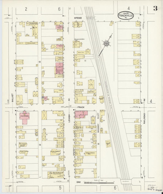 Sanborn Fire Insurance Map from Frackville, Schuylkill County, Pennsylvania (1912), Sheet #0003 - Historic Sanborn Fire Insurance Map Print, vintage old map wall art, antique decor, genealogy gift, Pennsylvania Pennsylvania map