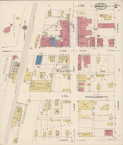 Sanborn Fire Insurance Map from Moweaqua, Shelby County, Illinois (1922), Sheet #0002 - Complete Map Set gallery image, historic Sanborn map, vintage wall art, Illinois Illinois