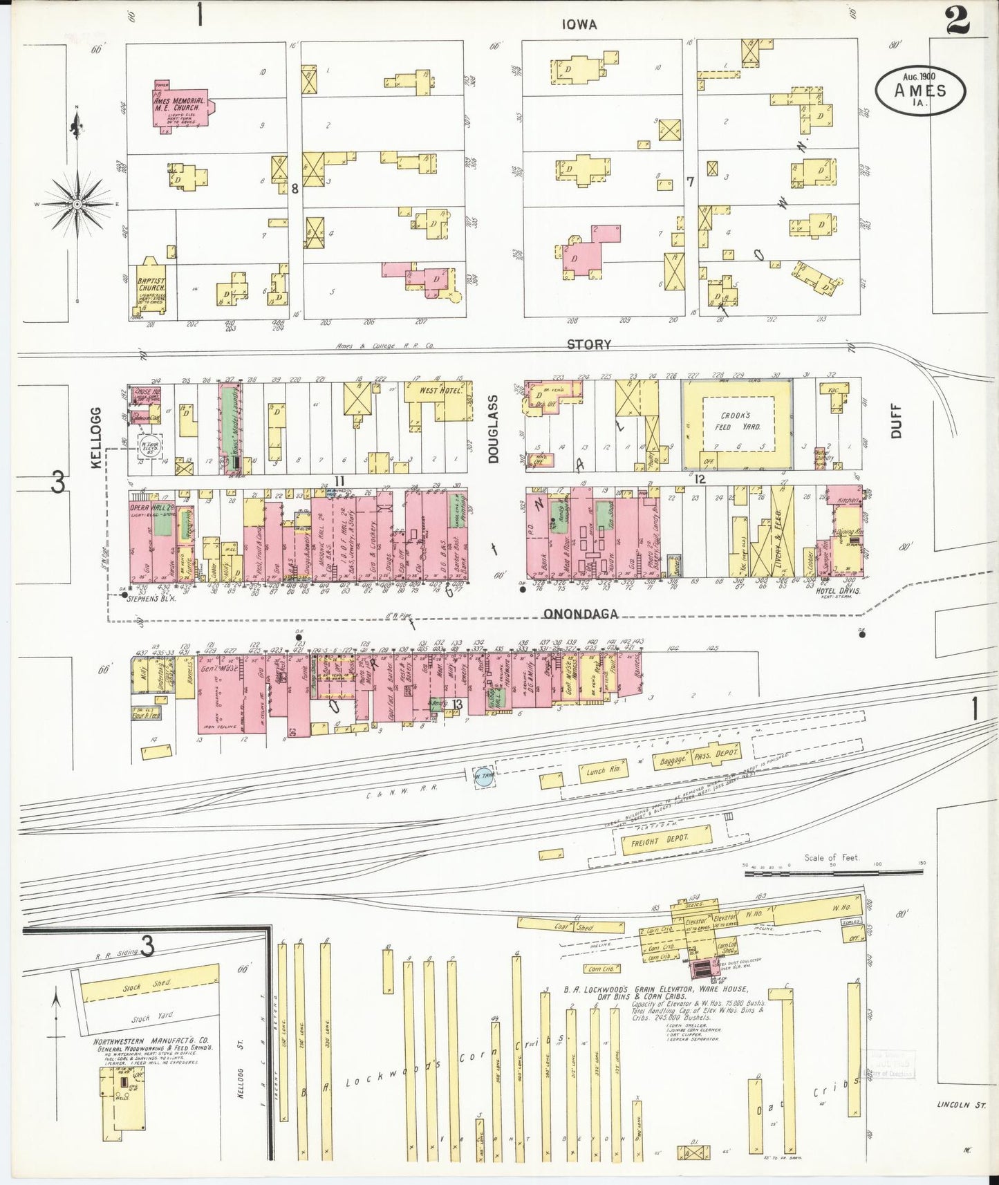 Sanborn Fire Insurance Map from Ames, Story County, Iowa (1900), Sheet #0002 - Historic Sanborn Fire Insurance Map Print