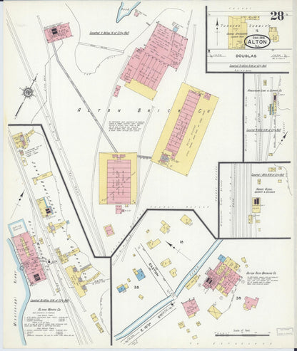 Sanborn Fire Insurance Map from Alton, Madison County, Illinois (1915), Sheet #0028 - Historic Sanborn Fire Insurance Map Print, vintage old map wall art, antique decor, genealogy gift, Illinois Illinois map
