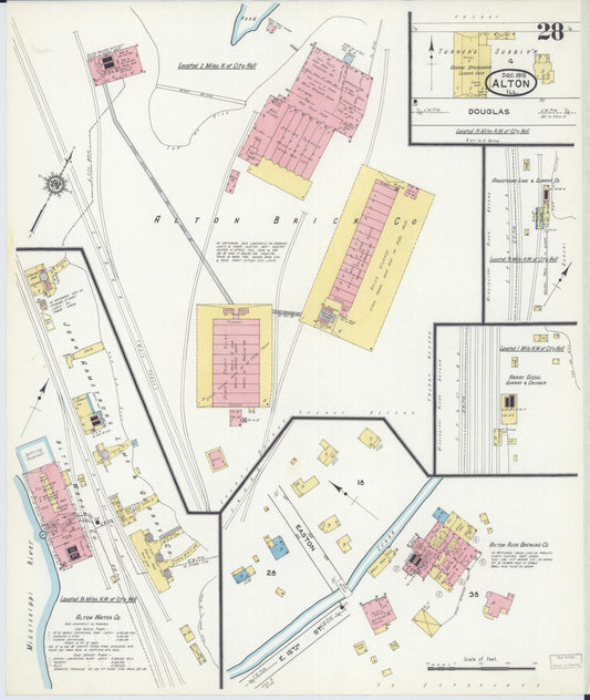 Sanborn Fire Insurance Map from Alton, Madison County, Illinois (1915), Sheet #0028 - Historic Sanborn Fire Insurance Map Print, vintage old map wall art, antique decor, genealogy gift, Illinois Illinois map