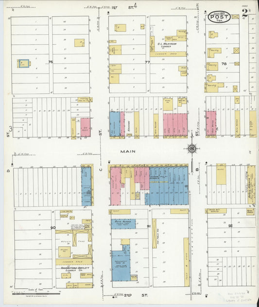 Sanborn Fire Insurance Map from Post, Garza County, Texas (1921), Sheet #0002 - Historic Sanborn Fire Insurance Map Print, vintage old map wall art, antique decor, genealogy gift, Texas Texas map