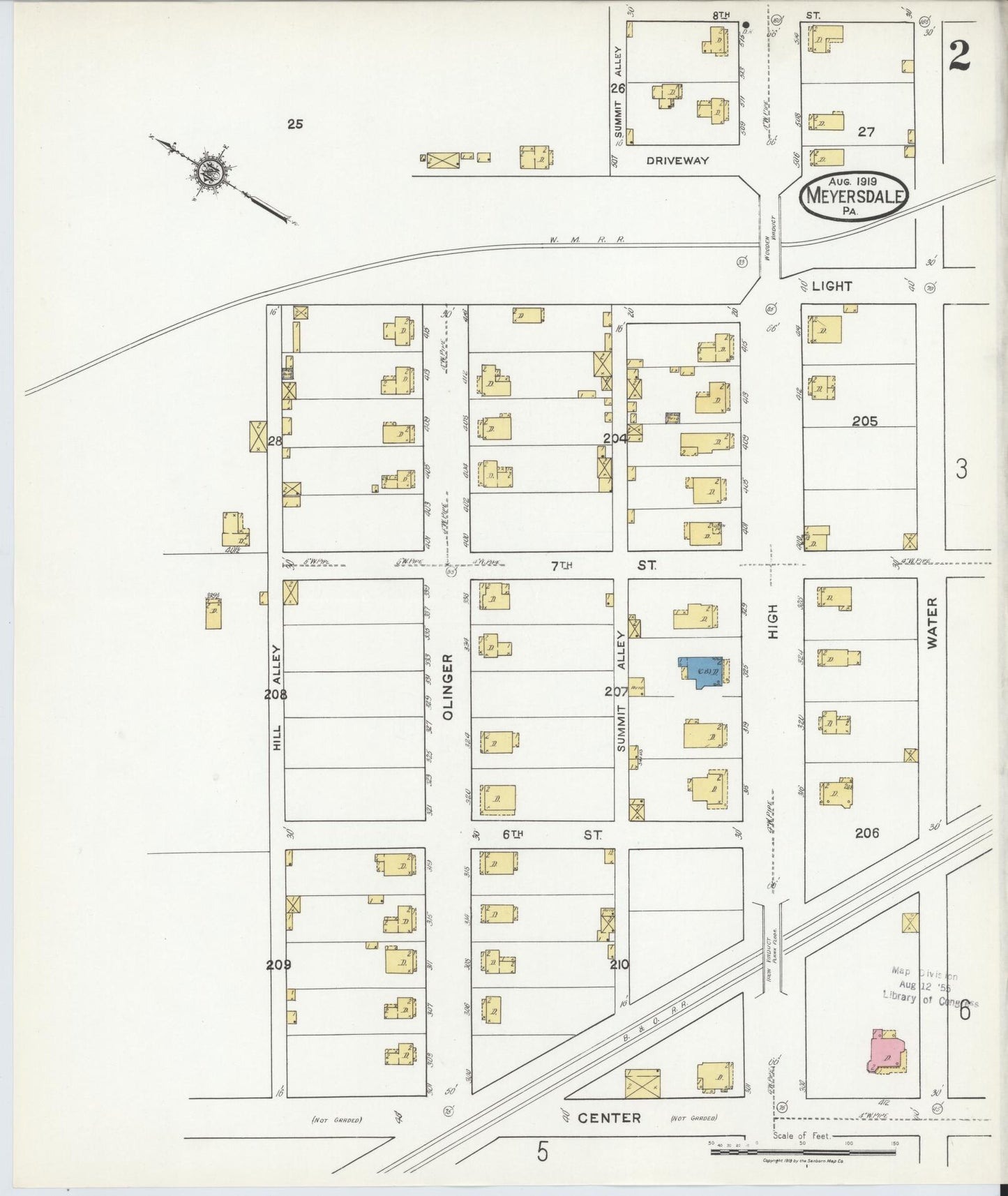 Sanborn Fire Insurance Map from Meyersdale, Somerset County, Pennsylvania (1919), Sheet #0002 - Complete Map Set gallery image, historic Sanborn map, vintage wall art, Pennsylvania Pennsylvania