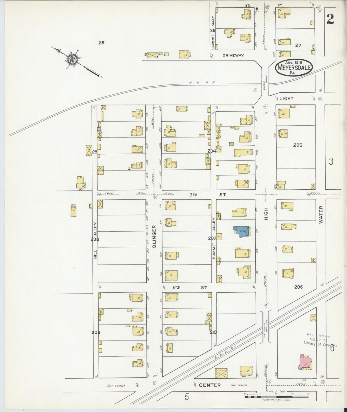 Sanborn Fire Insurance Map from Meyersdale, Somerset County, Pennsylvania (1919), Sheet #0002 - Complete Map Set gallery image, historic Sanborn map, vintage wall art, Pennsylvania Pennsylvania