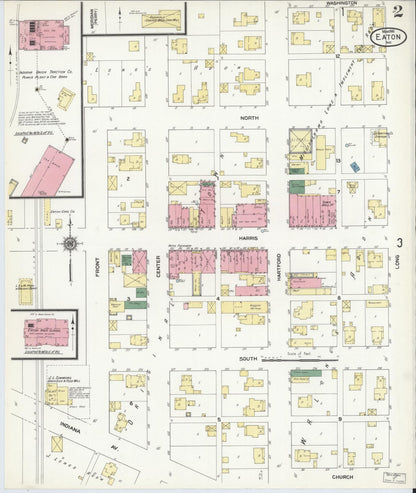 Sanborn Fire Insurance Map from Eaton, Delaware County, Indiana (1910), Sheet #0002 - Complete Map Set gallery image, historic Sanborn map, vintage wall art, Eaton Delaware