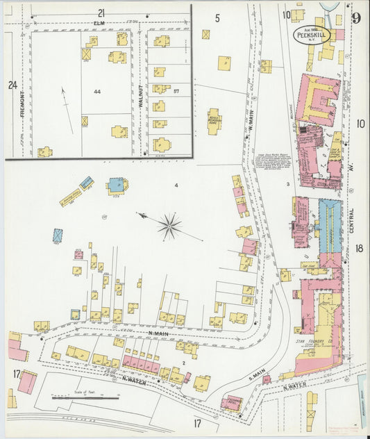 Sanborn Fire Insurance Map from Peekskill, Westchester County, New York (1900), Sheet #0009 - Historic Sanborn Fire Insurance Map Print, vintage old map wall art, antique decor, genealogy gift, New York New York map