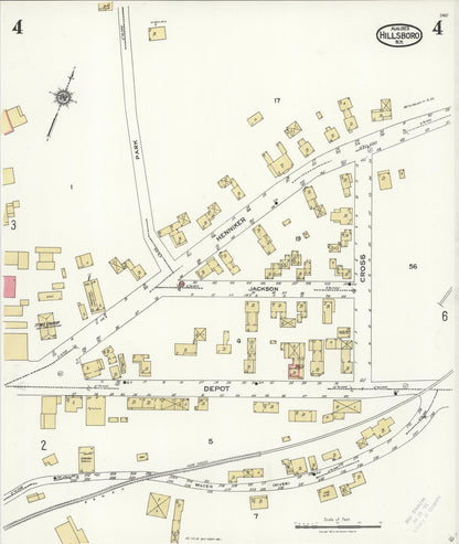 Sanborn Fire Insurance Map from Hillsboro, Hillsborough County, New Hampshire (1923), Sheet #0004 - Complete Map Set gallery image, historic Sanborn map, vintage wall art, New Hampshire New Hampshire