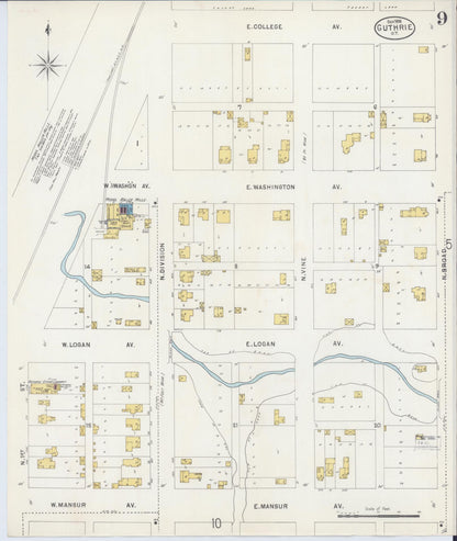 Sanborn Fire Insurance Map from Guthrie, Logan County, Oklahoma (1898), Sheet #0009 - Complete Map Set gallery image, historic Sanborn map, vintage wall art, Oklahoma Oklahoma
