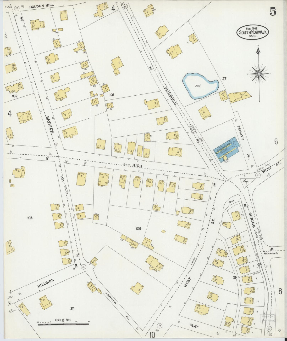 Sanborn Fire Insurance Map from South Norwalk, Fairfield County, Connecticut (1906), Sheet #0005 - Complete Map Set gallery image, historic Sanborn map, vintage wall art, Connecticut Connecticut